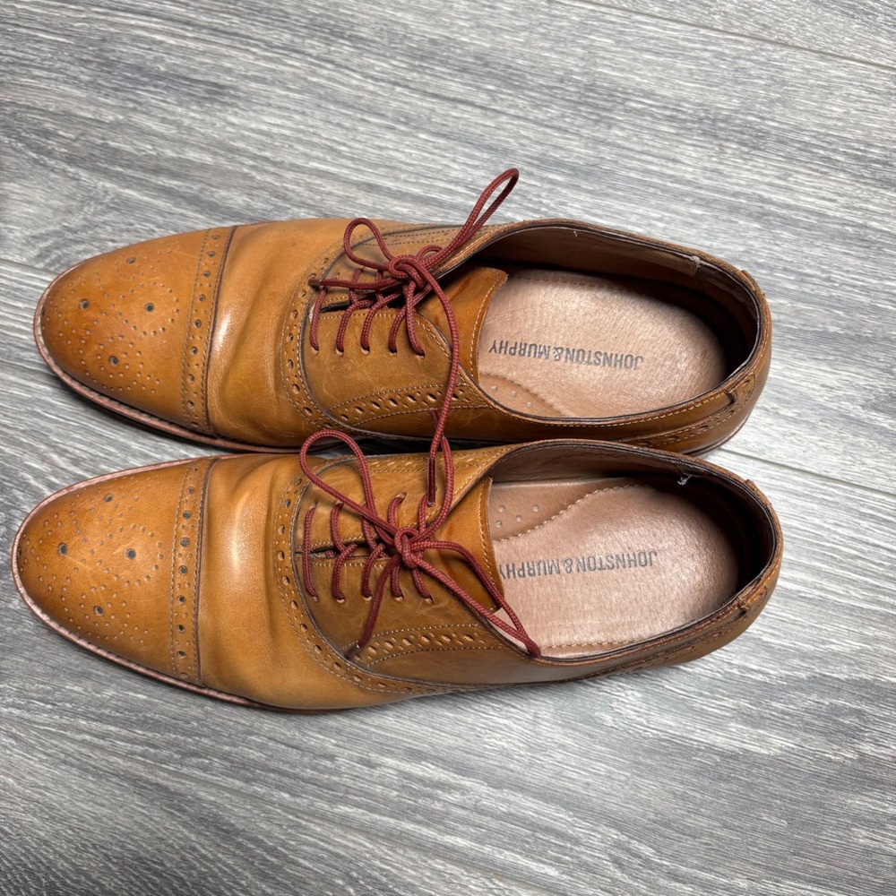 Johnston & Murphy‎ Mens Wingtip Oxford Dress Shoes Leather Brown Size 8M - Picture 5 of 11